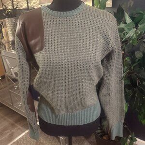 LAUREN Ralph Lauren Black Label Faux Leather Elbow Patch Sweater 🔥🔥🔥